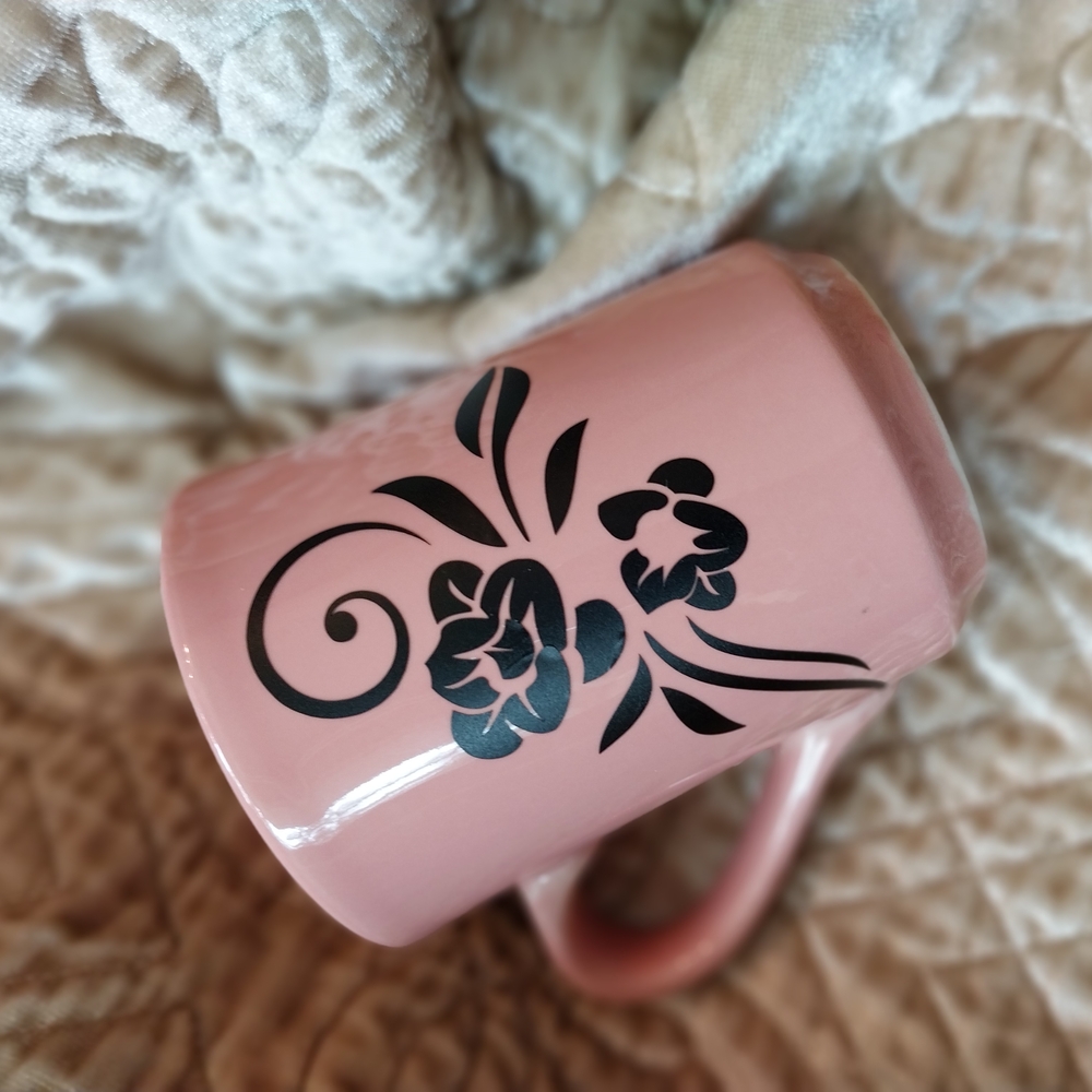 Hand Crafted Pink Floral Coffee Mug